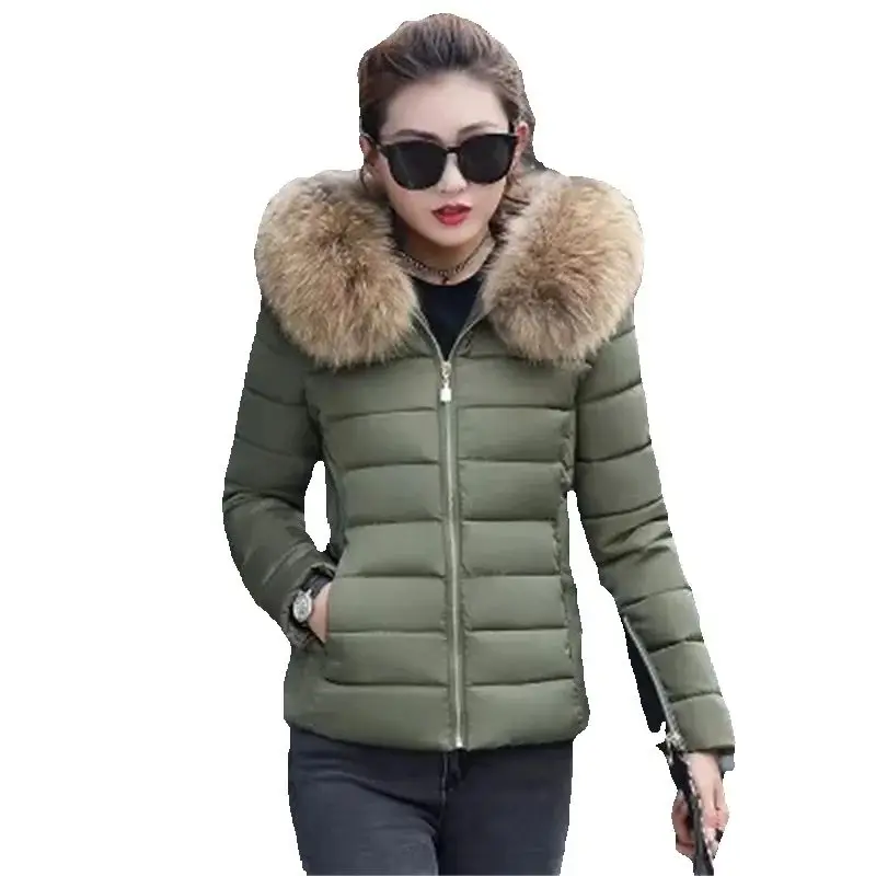 

Осенне-зимнее женское пуховое пальто с капюшоном на хлопковой подкладке, парки с большим воротником из искусственного меха, женская теплая толстая короткая куртка, верхняя одежда