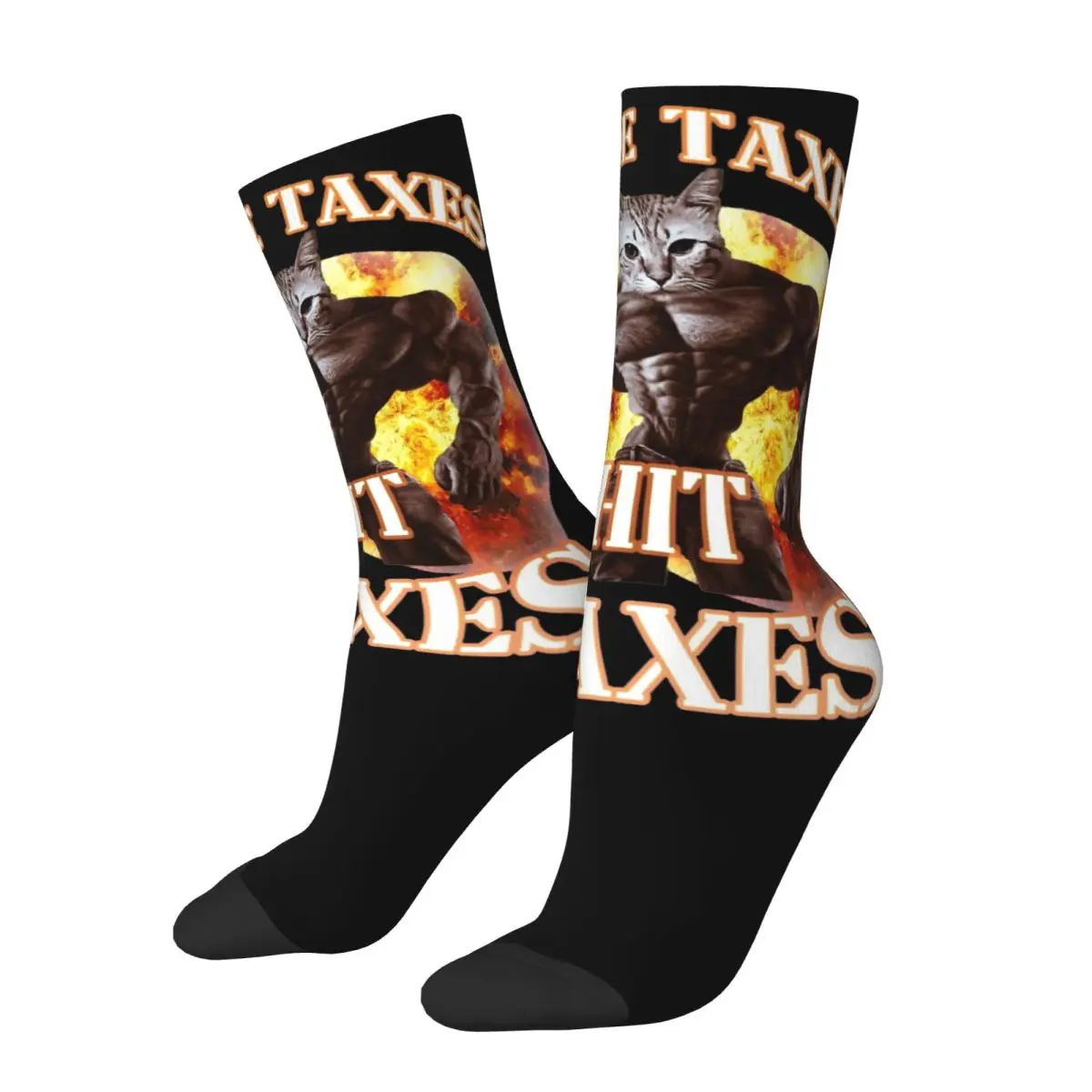 Evade Taxes Hit Maxes Cat Gym Accessories Socks Sweat Absorbing Skateboard Crew Socks Super Soft for Mens Present