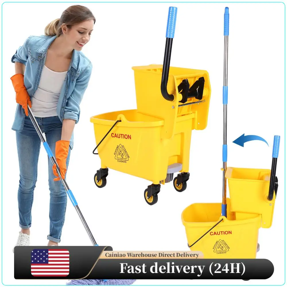 

24-литровое пластиковое ведро для швабры с отжимом и колесами, многофункциональная тележка-отжиматель для воды, креативная тележка-ведро для швабры, инструмент для уборки пола