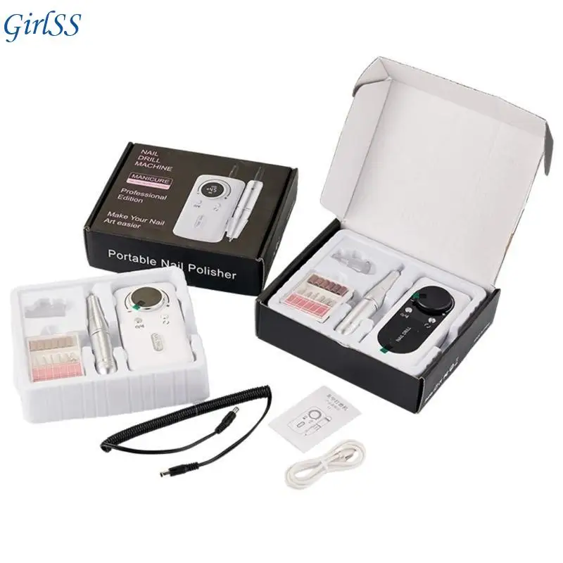 Akku-Nagelbohrer-Set, 45.000 U/min, kabelloser ergonomischer wiederaufladbar, für Gel-Maniküre, Pediküre, Salon und T4MB