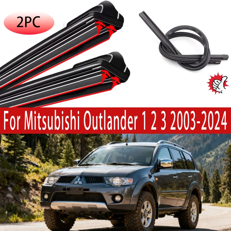 

For Mitsubishi Outlander 1 2 3 2003-2024 Outlander CU CW GF GG Front Windshield Wiper Blades 2pcs Windscreen Window Accessories