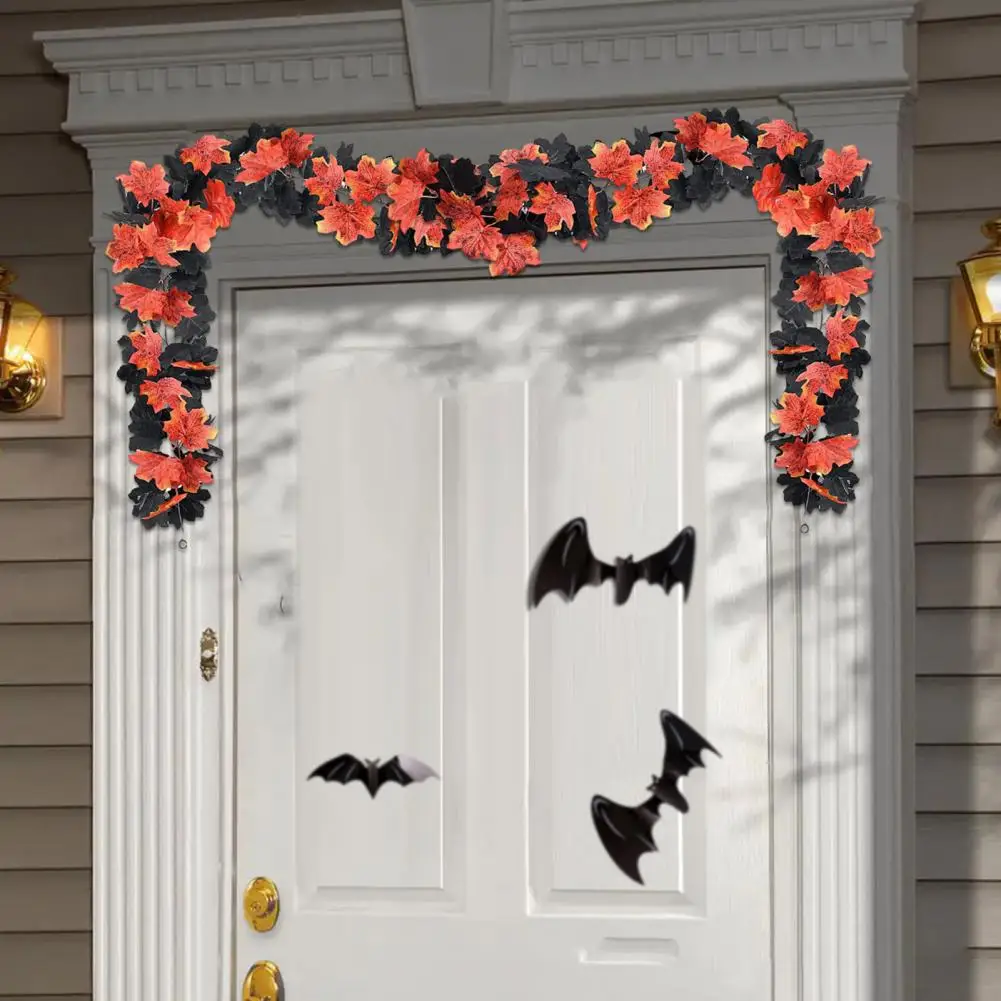 1 Set Artificial Maple Leaf Rattan Fake Maple Leaf Vine Hanging Decorations Halloween Thanksgiving Home Party Decoration