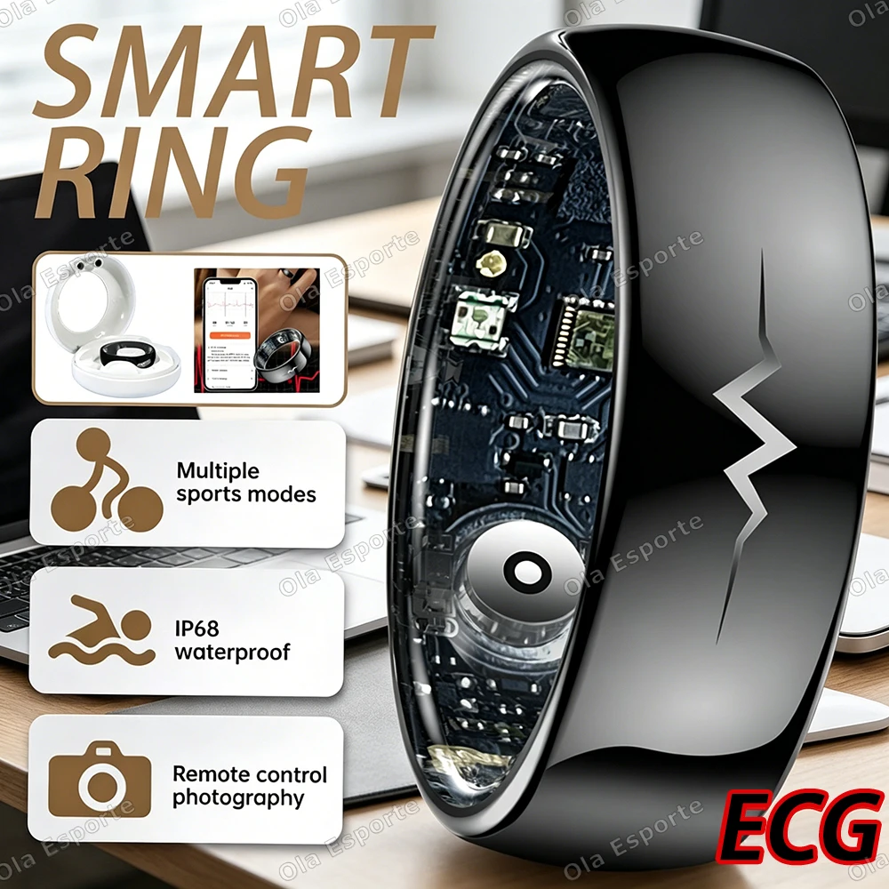 

High-end ECG Blood Oxygen Health Smart Ring Heart Rate Blood Pressure Sleep Monitor Rings 5ATM Waterproof Multiple Sport Modes