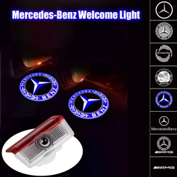 2pcs Car Door Welcome Light Auto Badge Projector Decor For Mercedes Benz A/B/C/E/M Class GL GLE GLC GLA GLS W176 W205 X164 W213