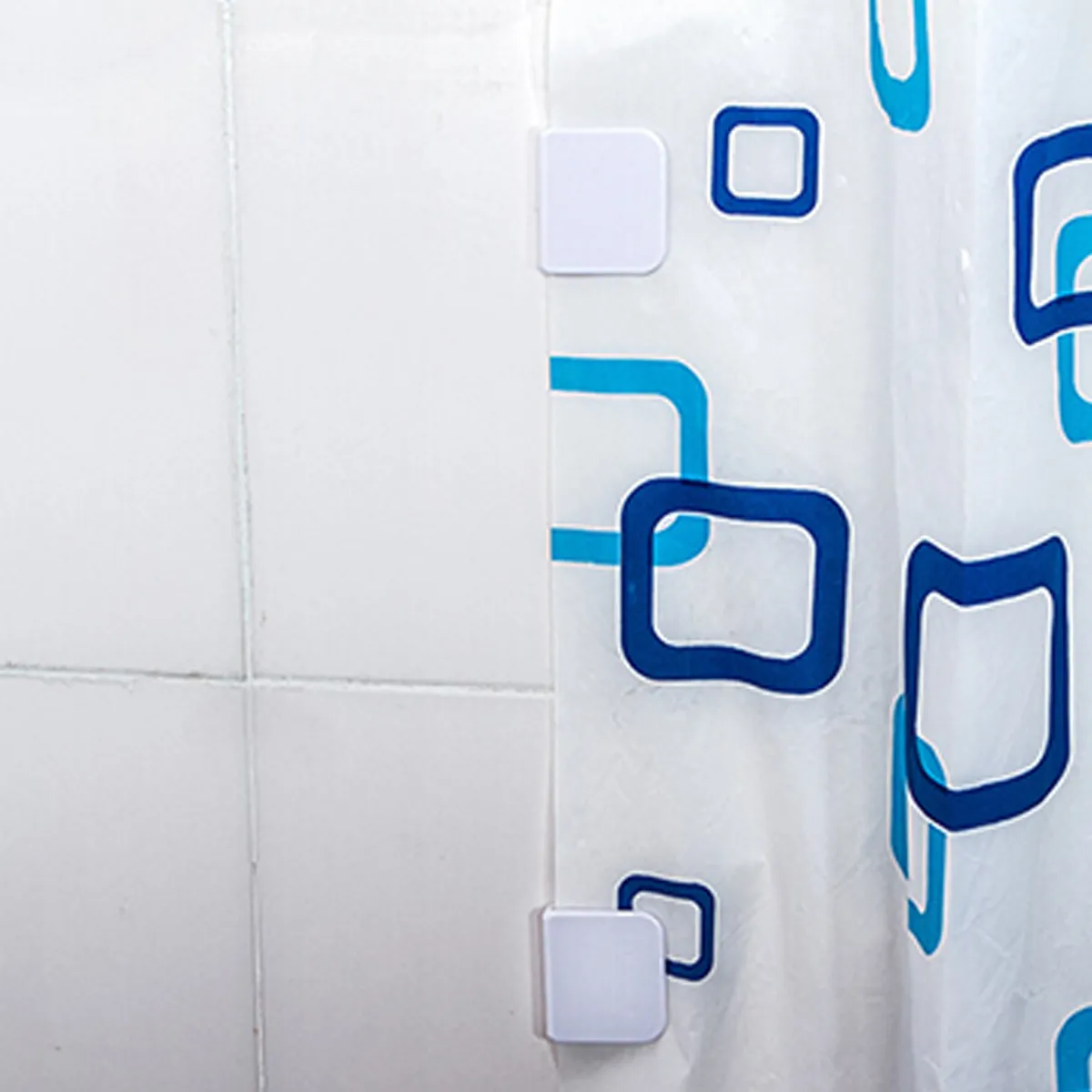 2Pcs Shower Curtain Clips with Strong Adhesive Back for Wall Tile Easy Install Water Leak Prevention Wind Resistant Drape Stop