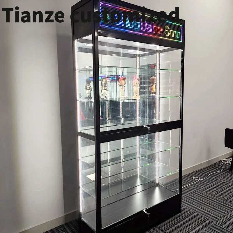 

Customized-Retail Store Wall Cabinet Lockable Toy Display ExtraAluminum Frame Glass Showcase