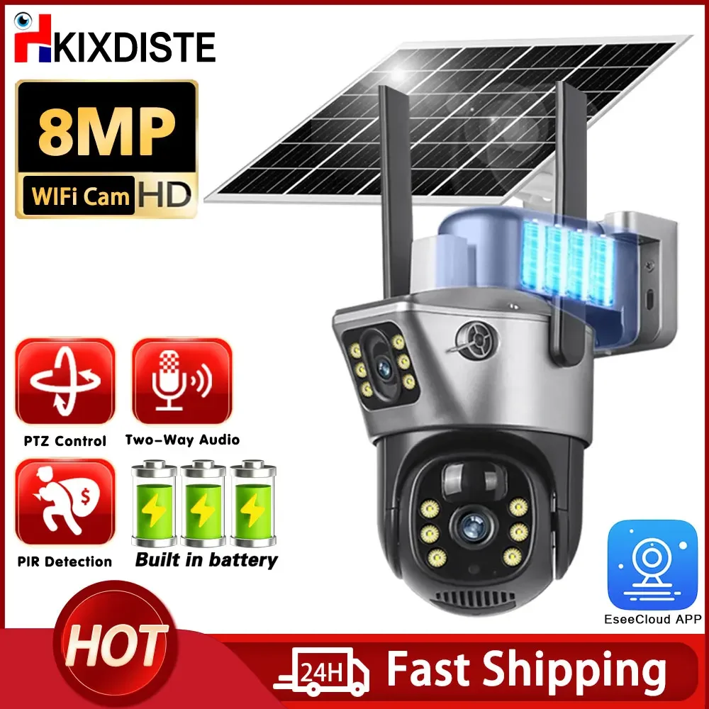 

8MP HD WiFi PTZ Camera Outdoor Wireless Solar IP Camera Built-in Battery Video Surveillance PTZ Camera Long Time Standby Sold