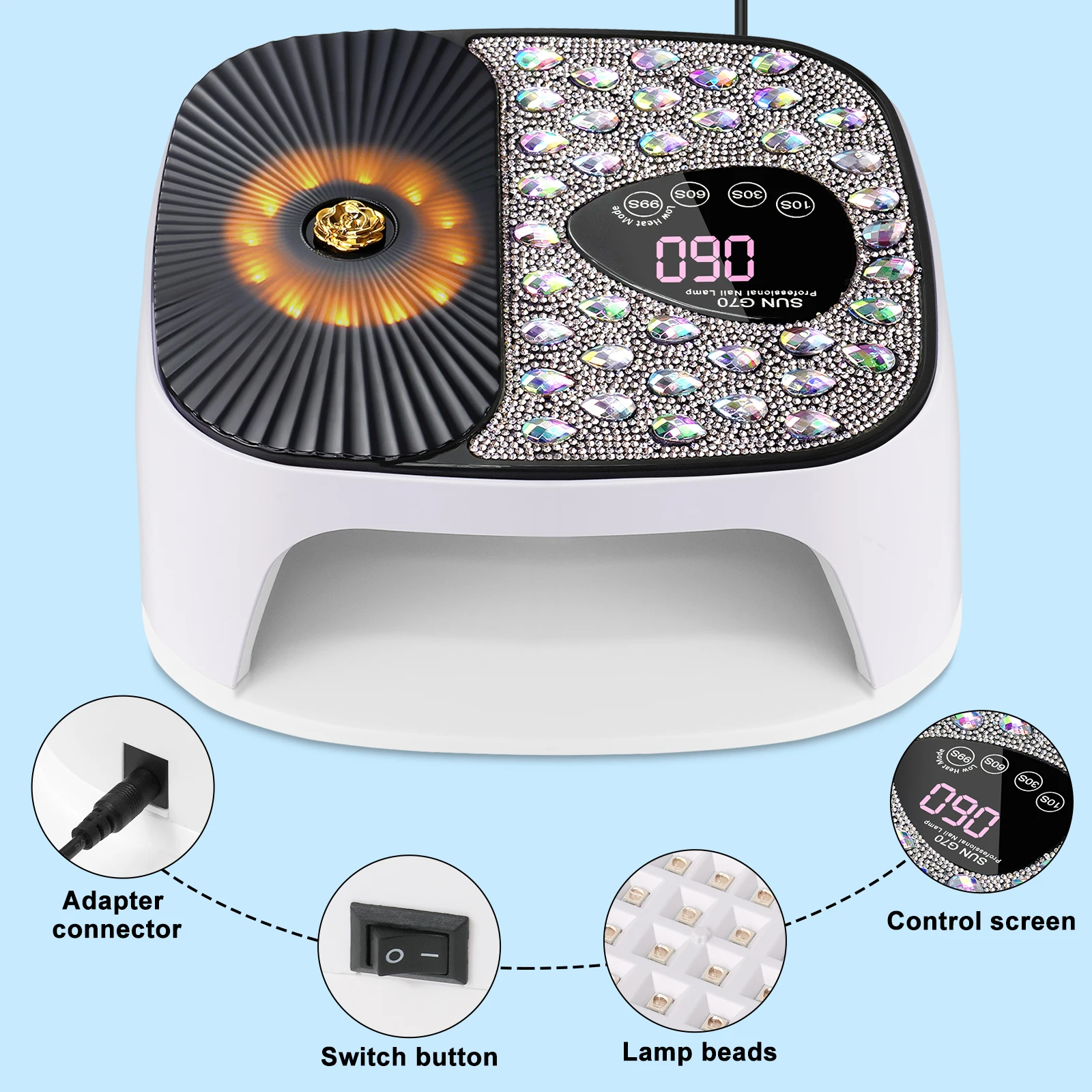 Lampada per unghie gel a 45 LED Asciugacapelli professionale a LED UV con 4 timer e sensore automatico Lampada per polimerizzazione delle unghie Attrezzatura per salone di bellezza