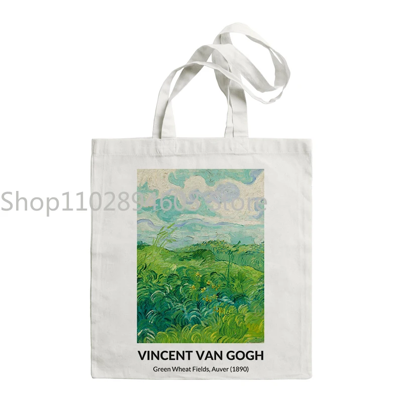 Van Gogh Malerei Frauen Leinwand Umhängetasche hohe Kapazität Einkaufstasche Ästhetik Einkaufstaschen Baumwolle Handtaschen Bücher Tasche für Mädchen