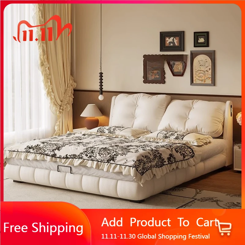 أريكة سرير علوي مزدوج النوم إطار فاخر حصير الجلود سرير آمن توفير المساحة غرفة نوم Camas De Casal صالة جناح الأثاث