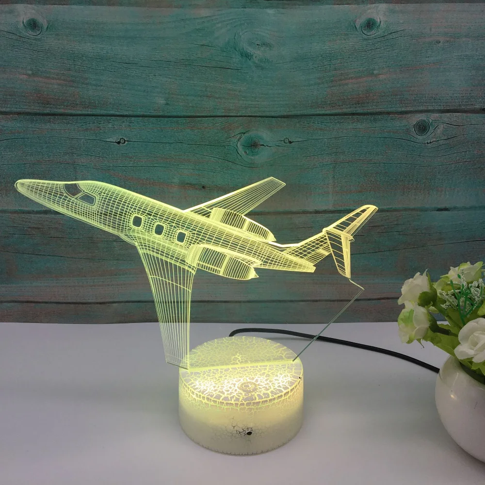 

Jet Air Plane USB 3D Night Light LED 7 Color Change Nightlight Child Baby Bedroom Decor Table Lamp Birthday Xmas Gifts for Boys