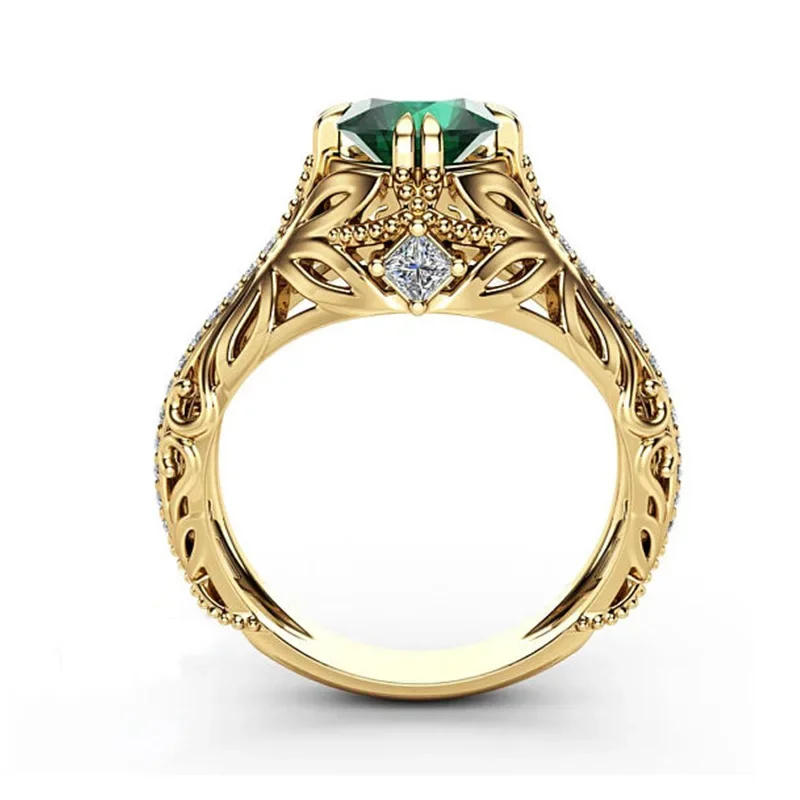 DIWENFU 14K Gold Emerald Ring for Women Genuine Anillos De Bizuteria Anillos Mujer 14 K Gold Jewelry Natural Emerald Ring Box