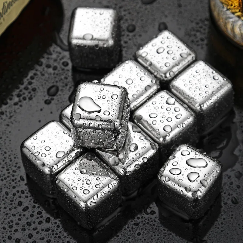 Stainless Steel Ice Cubes Reusable Silicone Ice Tongs Storage Tray No Dilution Fast Cooling For Whiskey Cocktails Coffee Gifts - view 5