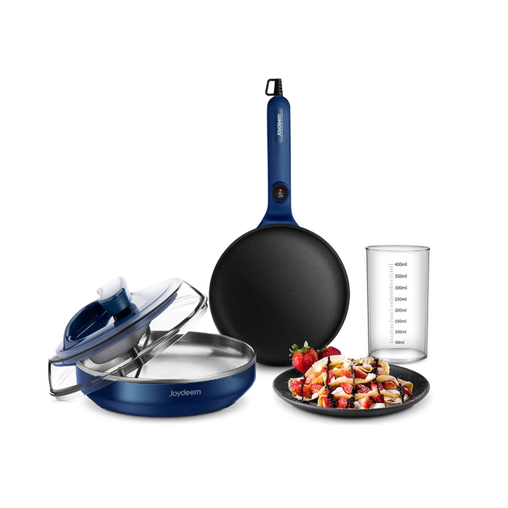 Macchina per crepes elettrica joythem, macchina per Pancake antiaderente con maniglia per il controllo della temperatura, 8 pollici blu, JD-9401B