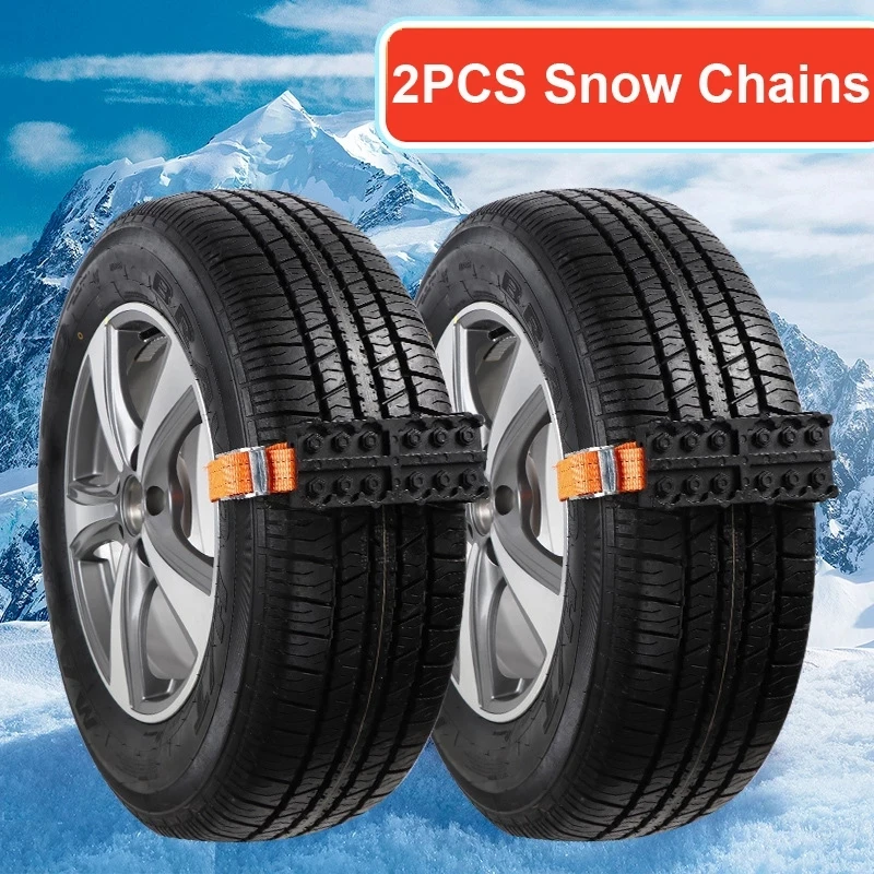 2pc Car Tire Anti-Skid Chain Traction Block Tire Traction Device for Snow Mud and Sand Snow Traction Mat or Snow Chain