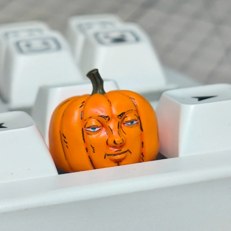 Halloween Series Pumpkin Keycaps Resin Cute Personalized Creative Abstract Artisan Keycap Orange Desktop Decompression Toys