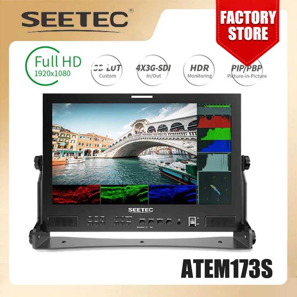 SEETEC 17.3 인치 ATEM173S 전문 방송 HDR 3G-SDI HDMI, 정확한 고해상도 1920x1080 파형 모니터 