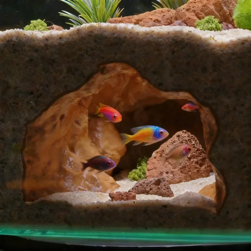 Sinkhole Cave Aquarium Ornament - Fish Shrimp Turtle Hideaway for Reptile Amphibian Terrarium view 5