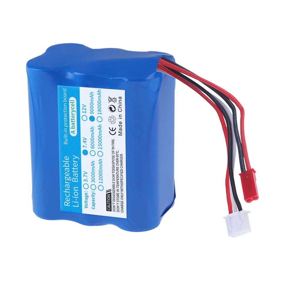 Batería recargable de 7,4 V y 9000mAh con enchufe JST, cargador de 7,4 v, baterías de iones de litio para coche de carreras todoterreno teledirigido