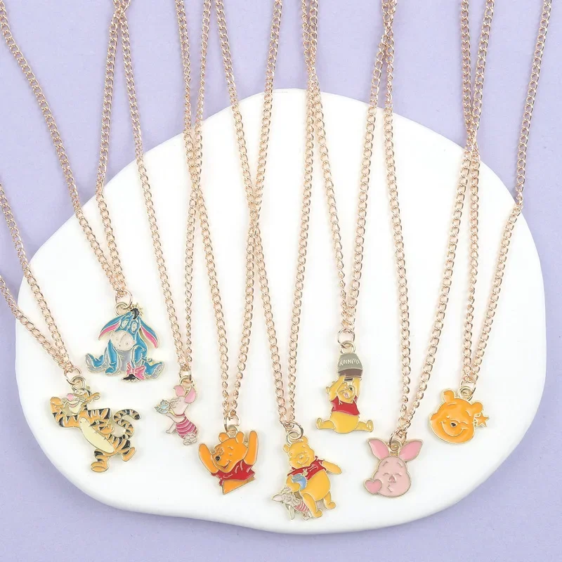 Disney Cute Cartoon Winnie The Pooh Necklace Female Students Alloy Pendant Anime Winnie Necklace Sweater Chain Fashion Jewelry