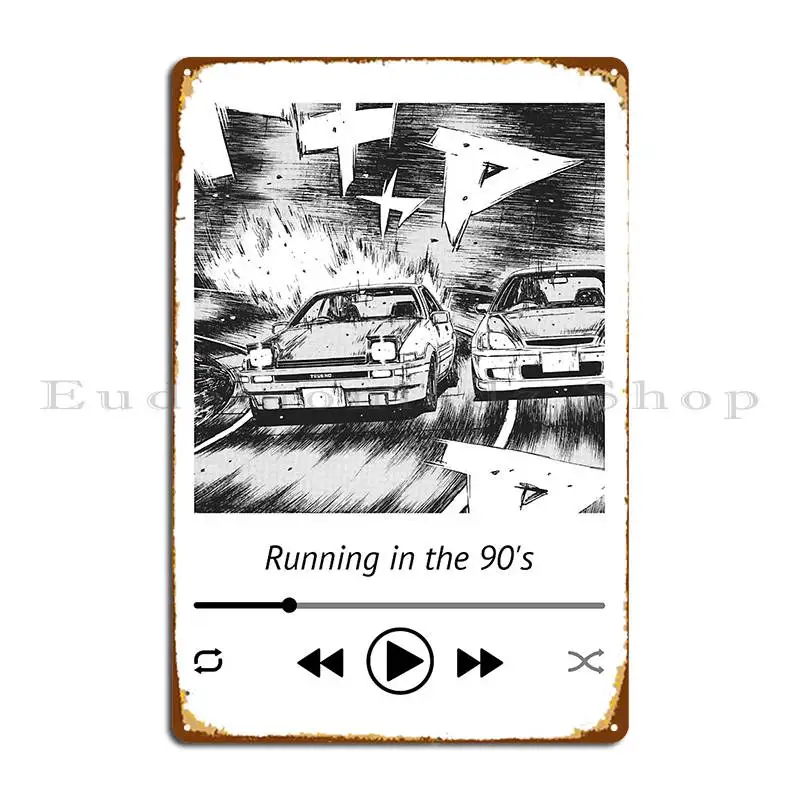 Initial D Running In The 90s Music Player Ae86 Metal Plaque Poster Wall Plaque Pub Club Character Designing Tin Sign Poster