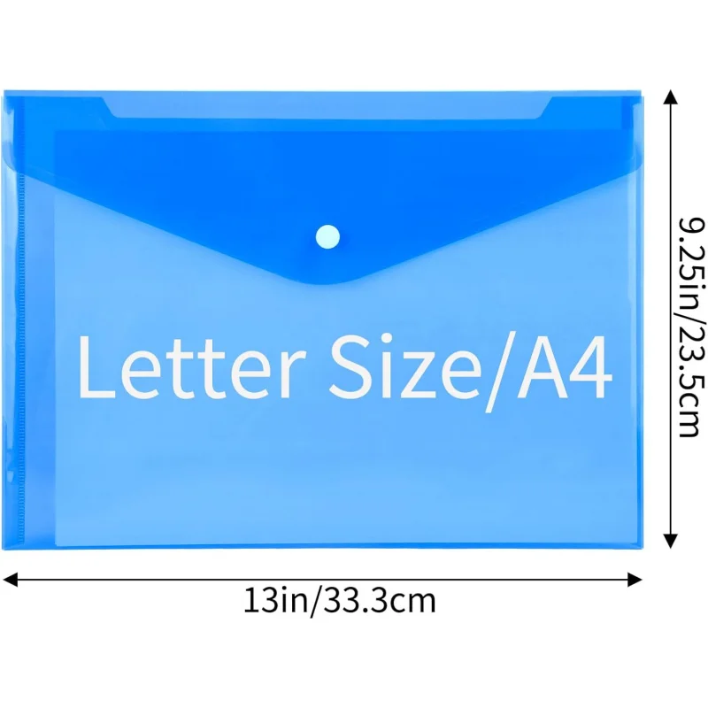 36pcs Plastic Envelopes, Clear Poly Envelopes with Snap Button Closure, Letter Size, Plastic File Folders School Office