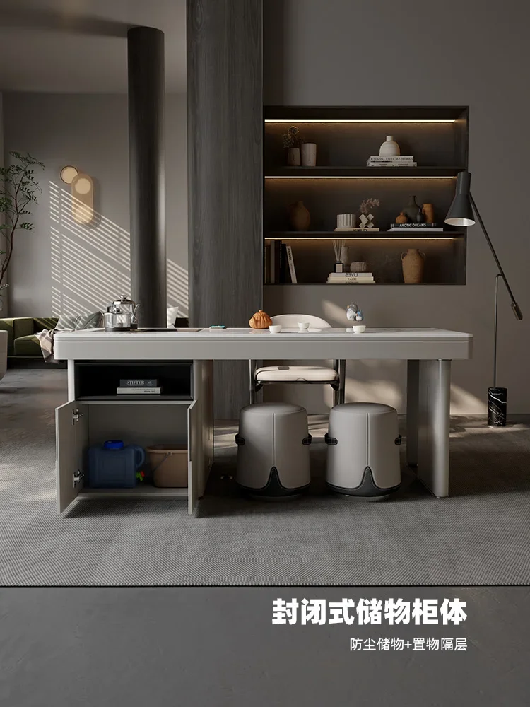 

Italian rock slab lift tea table chair office integrated