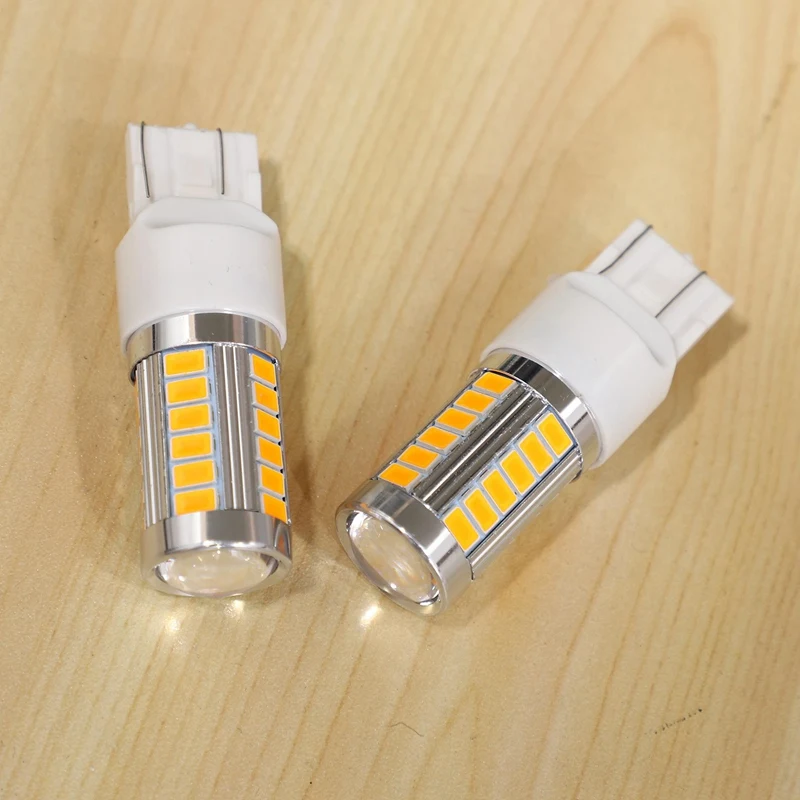 7443, T20 LED Bulbs Amber Yellow 900 Lumens Super Bright Turn Signals Light Brake Stop Parking Light (Pack Of 20)