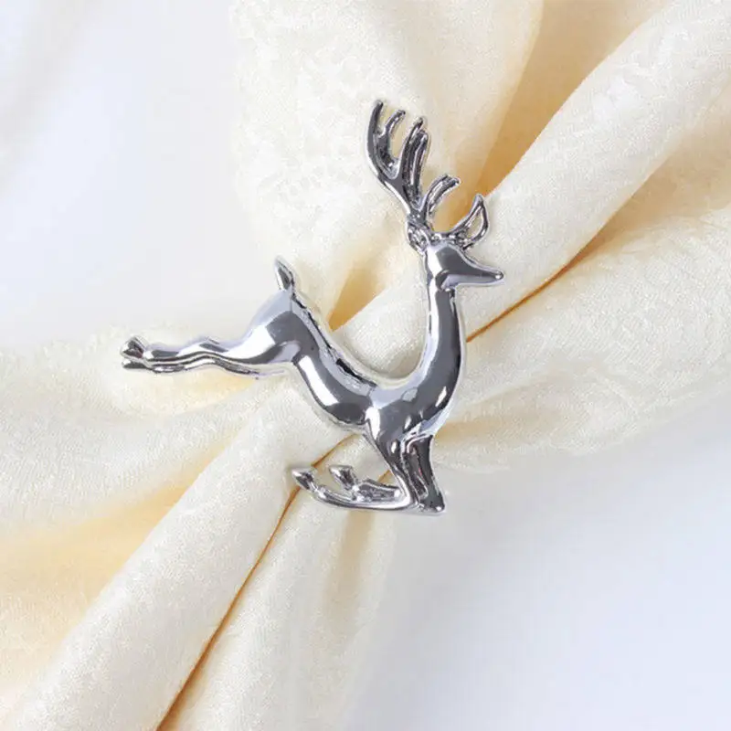 Shiny Silver Napkin Rings Deer Motif Elegant Table Decor for Christmas Wedding Birthday Party Napkin Ring for Tables