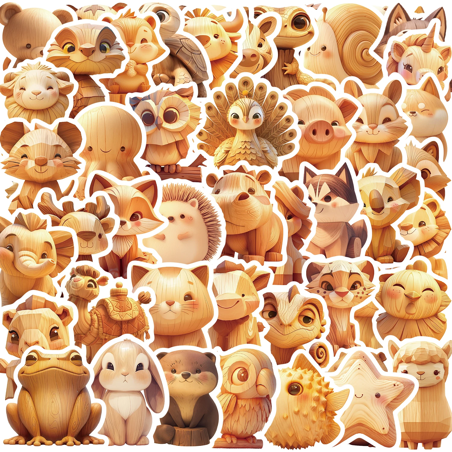 60/120 Stück Holzpuppen-Tierfiguren Cartoon Graffiti Aufkleber DIY Handy Gitarre Laptop Notizbuch Koffer Tasse Wasserfeste Sticker