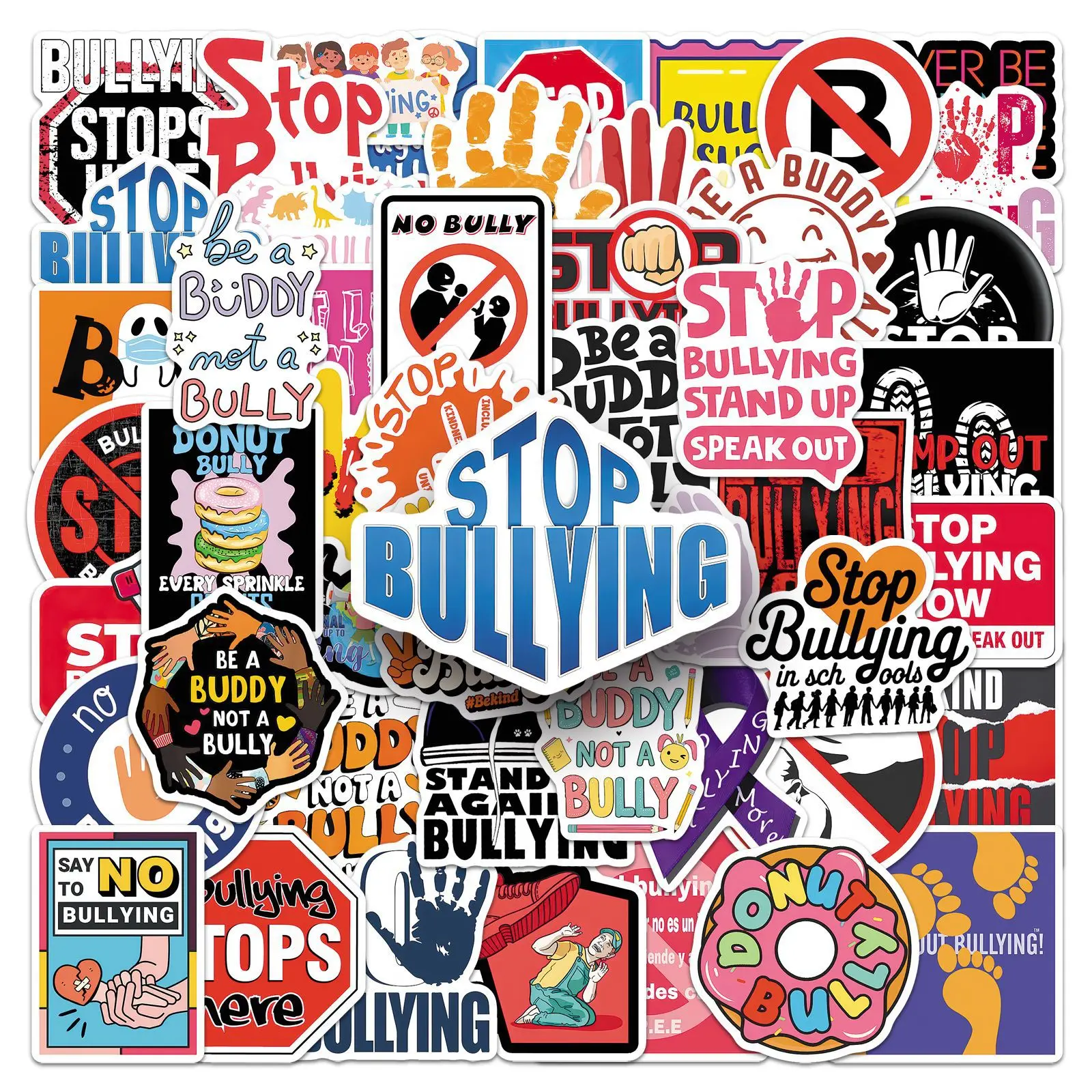 

50Pcs anti-bullying graffiti Sticker DIY Decoratiophone Luggage Laptop Guitar Bike Skateboard fridge helmet Toy waterpro sticker