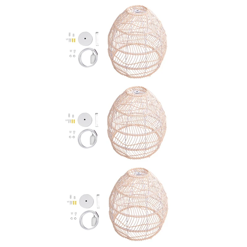 

3X Rattan Lamp Pendant Light Vintage Hanging Lamp Shades E27 Living Room Dining Room Home Decor Cafe Restaurant Hanglamp