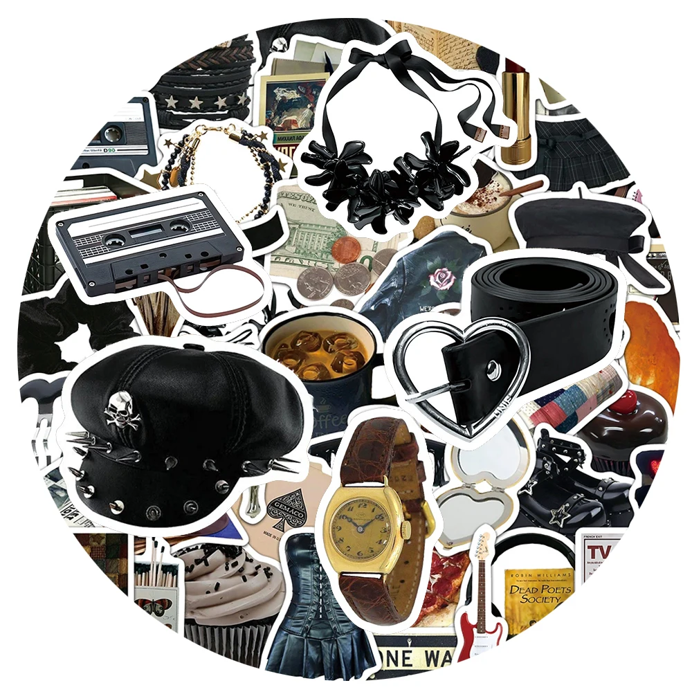 

10/30/50pcs Ins Style Retro Downtown Y2K Girl Stickers Aesthetic DIY Scrapbooking Phone Notebook Cartoon Decals Decoration Gift