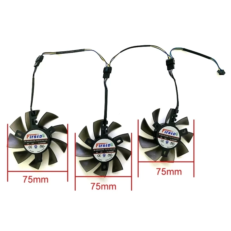 NEW 1LOT 75MM FD8015H12S FD7010H12S AMD Radeon VII GPU Fan，For XFX RX Radeon VII、ASUS RADEONVII-16G Graphics card cooling fan