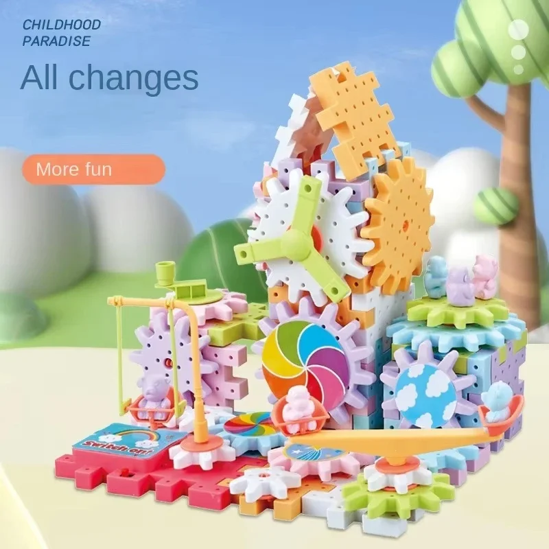 

Electric Gears 3D Puzzle Model Building Kits Plastic Brick Blocks Educational Toys for Kids Children Gear Blocks Building Toys