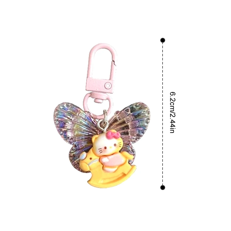 Sweet Cute Butterfly Hello Kitty Keychain Cartoon KT Cat Key Ring Bag Pendant Car Key Holder Earphone Charm Best Friend Gift