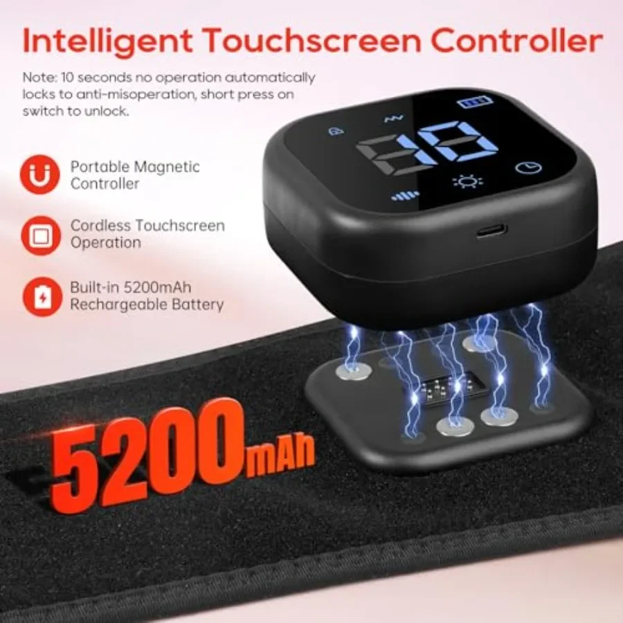 حزام العلاج بالضوء الأحمر اللاسلكي مع تسخين بالأشعة تحت الحمراء والاهتزاز لتخفيف آلام العضلات المستهدف: لف الخصر القابل لإعادة الشحن