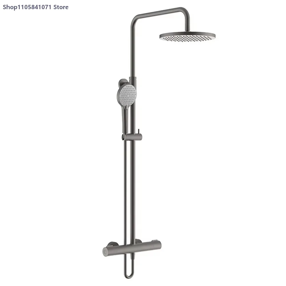 2-Way Thermostatic Brass Shower Set 10 Inch Brushed Gold Exposed Shower System with Diverter Bathroom Faucet Accessories Kit