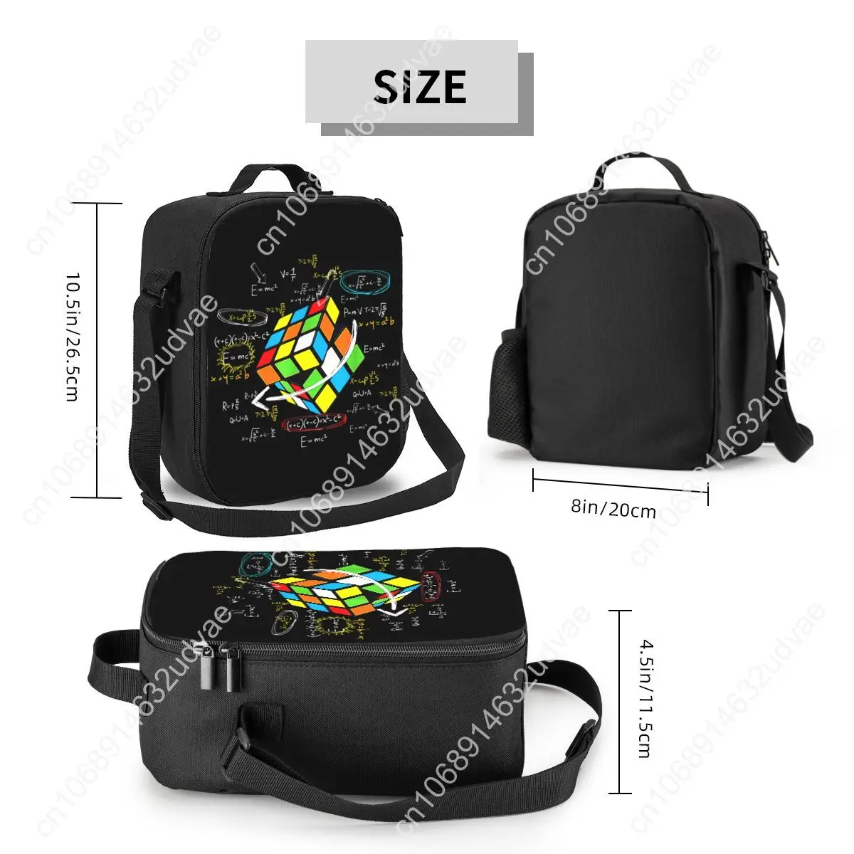 Custom Math Rubiks Rubix Cube Caps Thermal Insulated Lunch Bags Resuable Lunch for Kids School Children Storage Bento Food Box