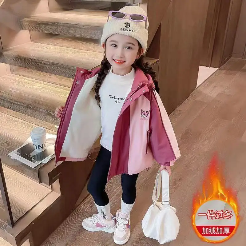 الفتيات الاطفال معطف الشتاء 2025 الكرتون Kuromi جاكيت من الصوف الأطفال الشتاء مبطن سميكة سترة قطن الأطفال القمم الدافئة #5