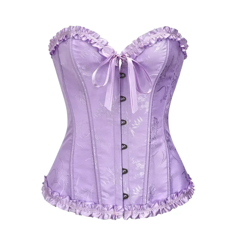 Women Corset Top Bustier Plus Size Sexy Overbust Corselet Blouse Lace up Floral Gothic Brocade Vintage Fashion Medieval