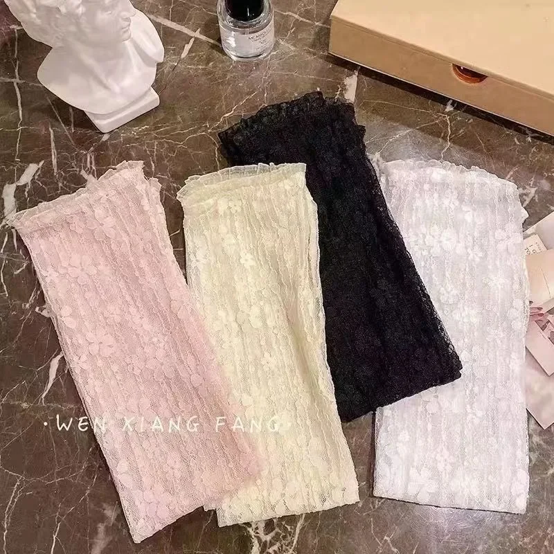 로리타 걸스 레이스 긴 속이 빈 핑거리스 장갑, 태양 보호 슬리브, 섹시한 꽃, 얇은 사이클링, 야외 애니메이션 의상 장갑