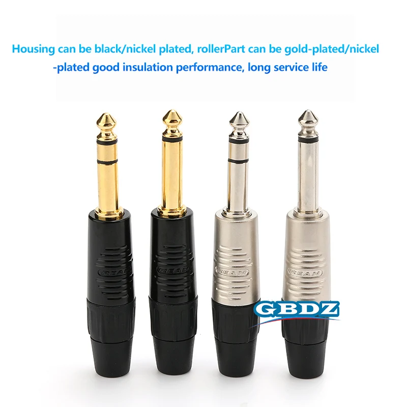 

6.35mm TRS TS Cable Connector 1/4" RP3C-B Gold-plated Large 2/3 Core Stereo Straight Plug For Microphone Musical Instrument