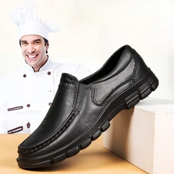 Pu Leather Men's Casual Shoes Men Loafers Waterproof Kitchen Chef Shoes Breathable Soft Sole Work Shoes Summer Beach EVA Sandals