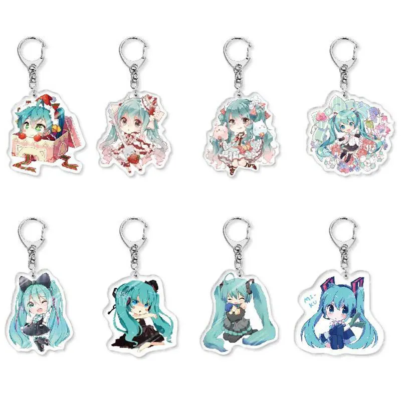 Hatsune Miku Acrylic Keychain Jewelry Animation Related Products Girls Gift Idol Bag Charms Souvenir Key Chain Creative Pendan