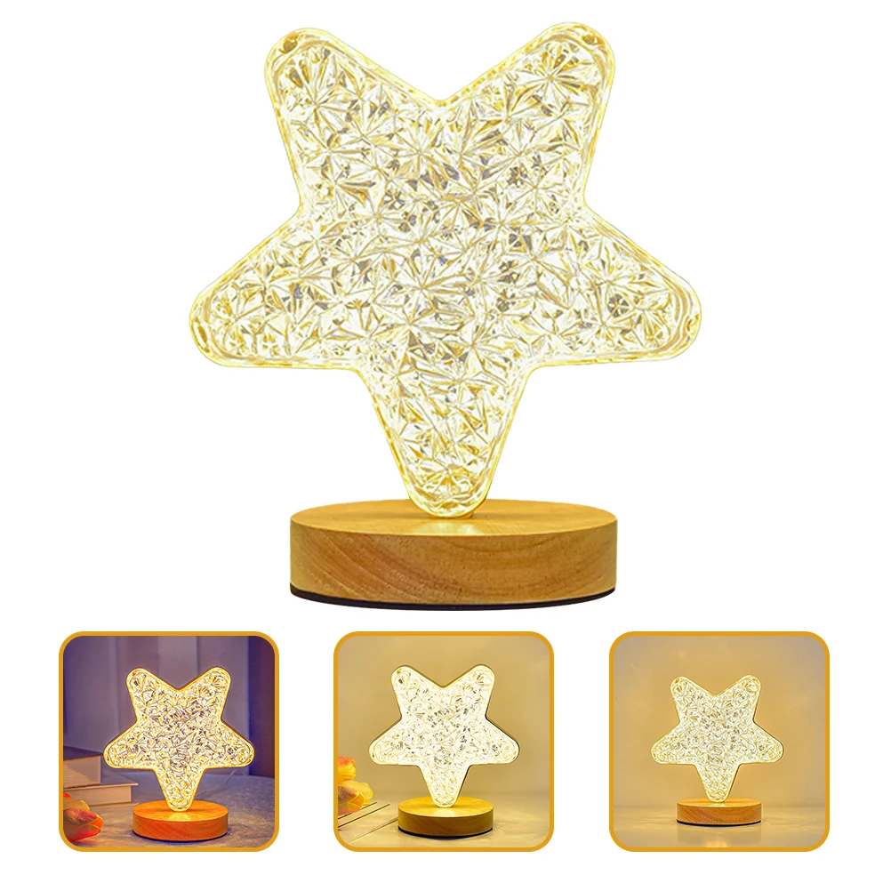 Lampada da notte a forma di stella Alimentata tramite USB Luce calda Luminosità regolabile Arredamento camera da letto Lampada da tavolo romantica per comodino per ragazze
