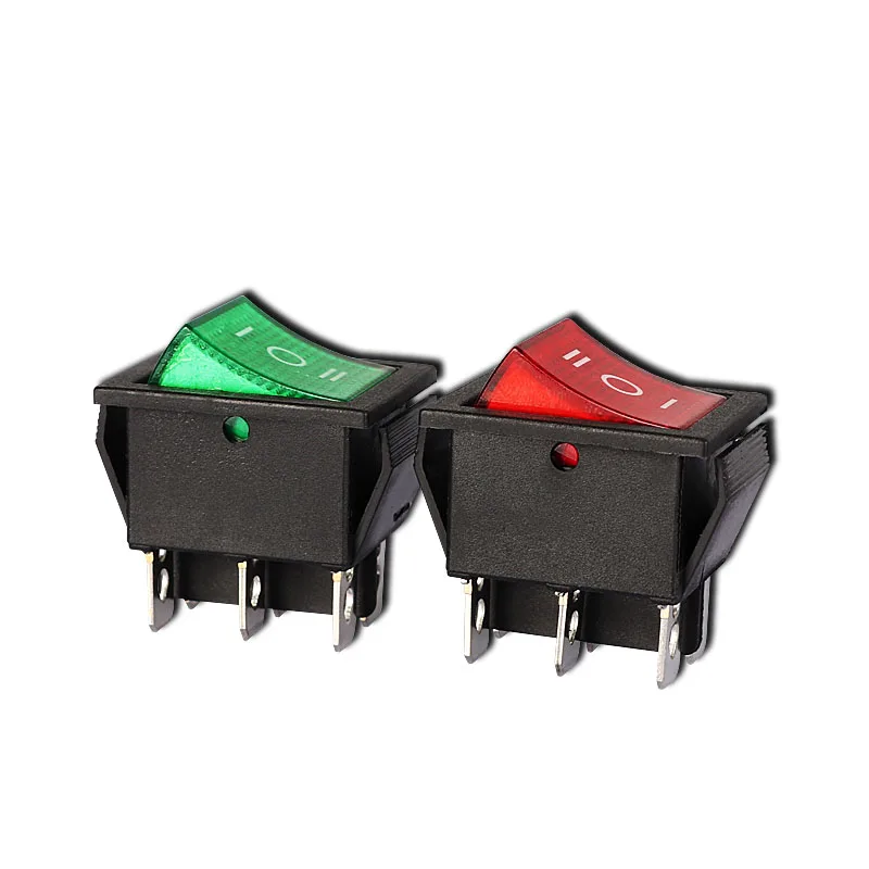 Rocker Switch 3 Position 110V 220V 250V 6Pin ON OFF Three 16A 20A 6 Pin Selector LED 20A Rocket 22mm KCD4 Swith Swich With Light