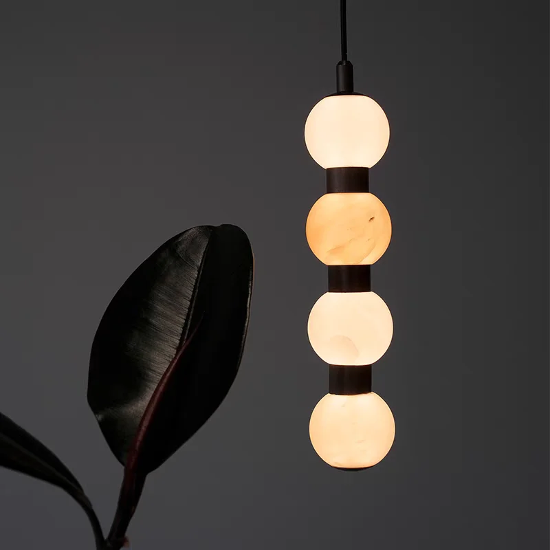 Spanish Marble Chandelier Nordic Bedroom Bedside Creative Pendant Lamp Retro Sugar-coated Hawthorn 4 Head Lamp