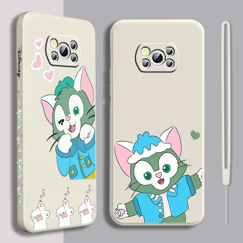 Gelatoni Disney Cute Liquid Left Rope For Xiaomi Mi Poco X6 X5 X4 X3 M6 M5 M5S M4 M3 F5 F4 F3 C65 C55 C40 Pro 5G 4G Soft