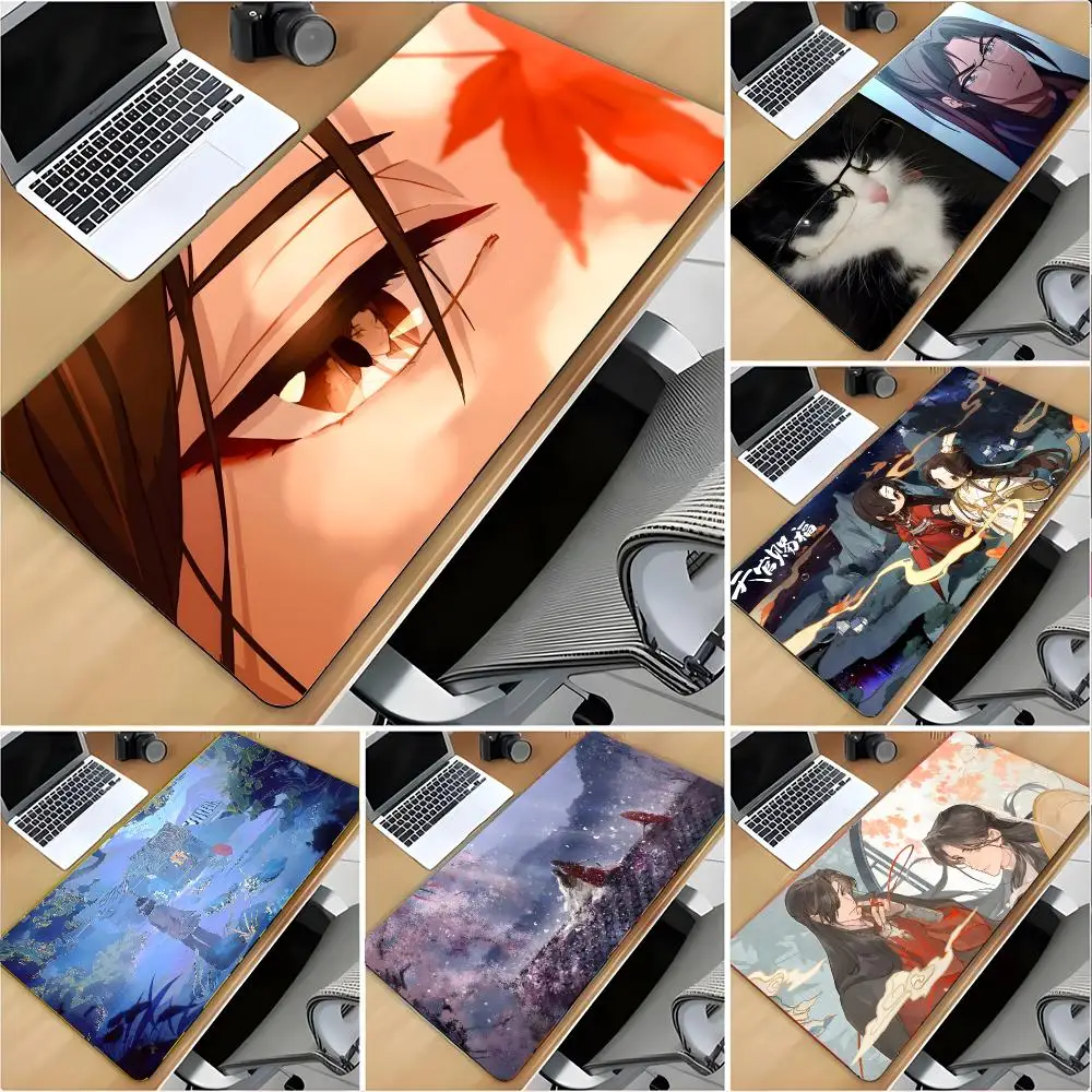 H-Heaven Officials Blessing Mu Qing Mouse Pad Large Mouse Pad Desk Mat Non‑Slip Gaming Board Game Mat with Stitched Edges